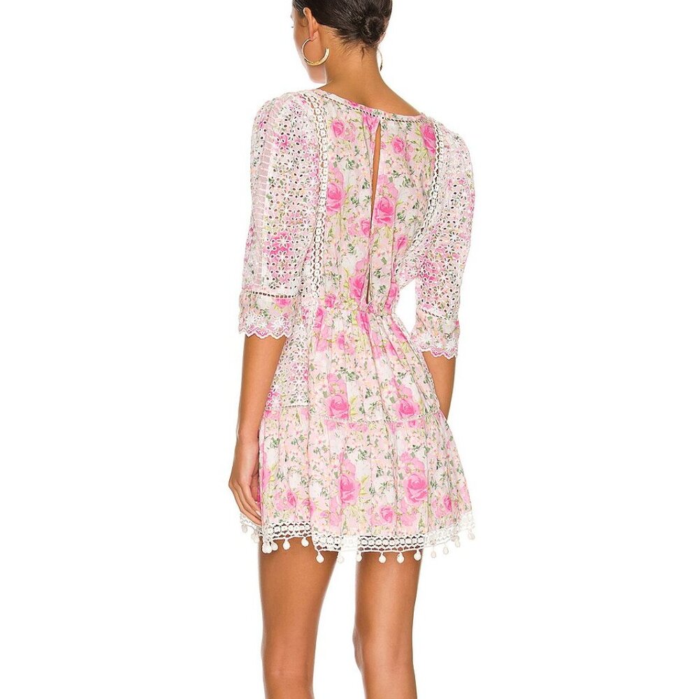 LoveShackFancy Novalie Dress Magenta Flower Fields NWT - Picture 3 of 6
